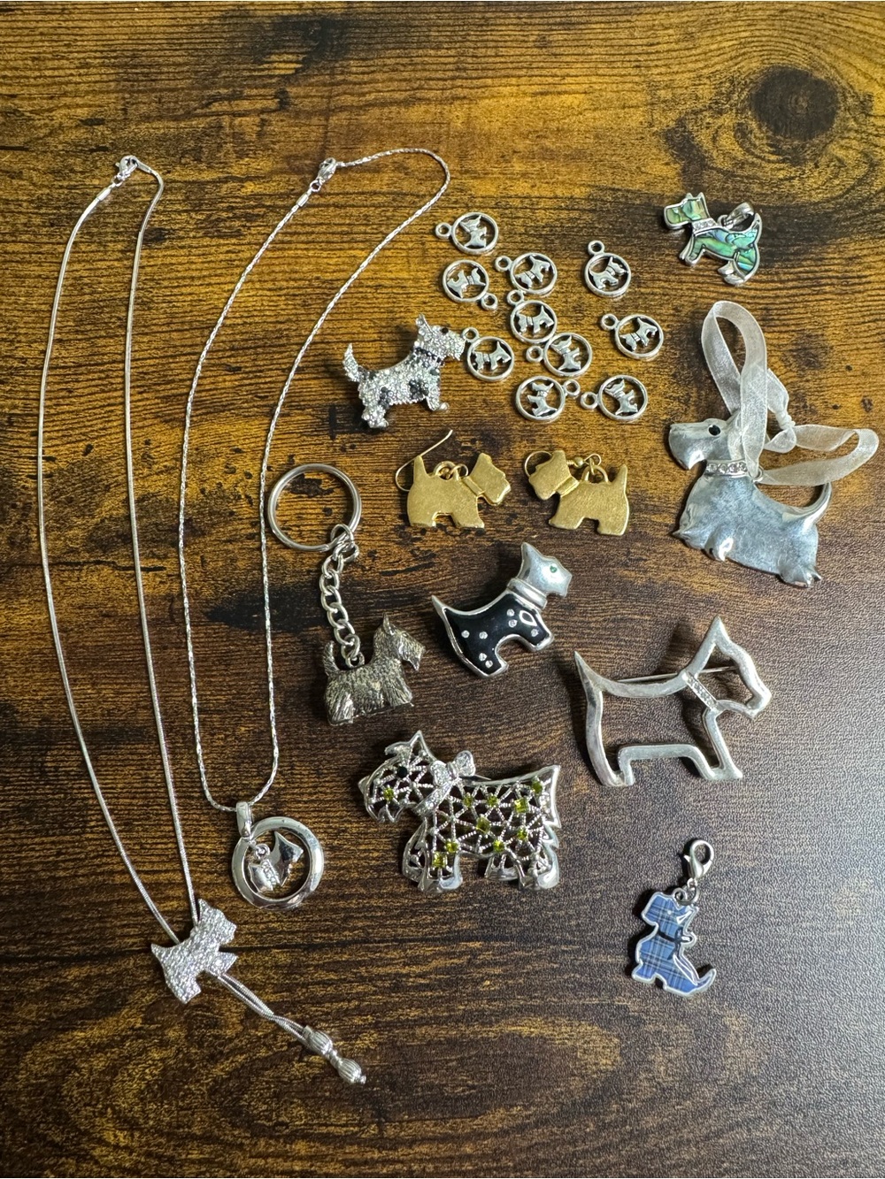 Assorted Scottie Dog-Themed Jewelry Lot - Silver & Gold Tones